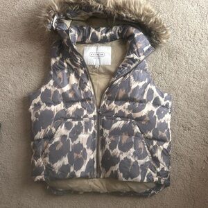 Coach Gray and Cream Puffer Vest